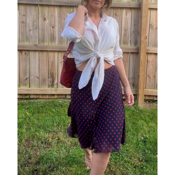 Vintage Red Dot Flare Midi Skirt - Picture 3 of 9